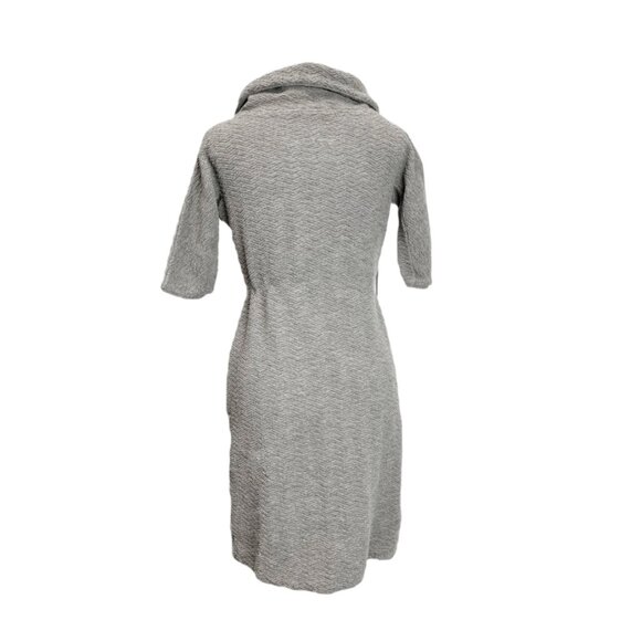 50's Goldworm Textured Gray Wool  Scooped Roll Collar Dress - Picture 2 of 4